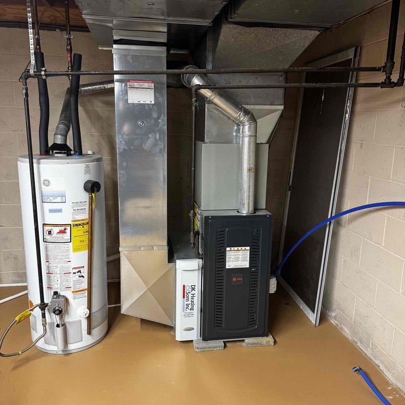 Performed scheduled maintenance on Trane furnace system. Inspected heat exchanger and found signs of corrosion on ignition rod. Completed full system check including airflow, connections, and safety controls to ensure proper operation for heating season.