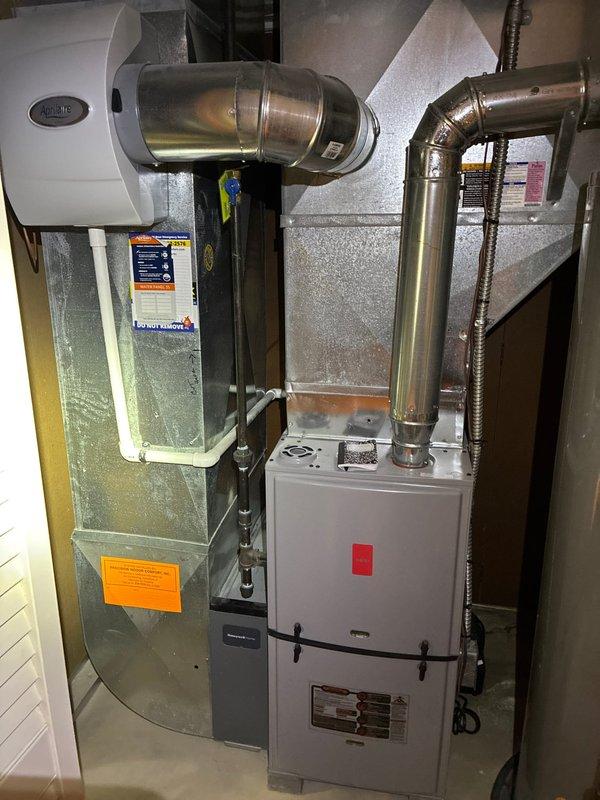 Performed routine maintenance on 3-year-old natural gas furnace. Conducted combustion analysis with Bacharach analyzer showing normal readings (O2: 7.7%, CO: 27ppm, CO2: 7.4%, Lambda: 1.58). Inspected ductwork and recommended cleaning service during follow-up visit.