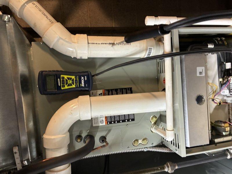 Performed comprehensive maintenance on 11-year-old gas furnace. Conducted combustion analysis with digital analyzer to verify proper operation of heat exchanger and venting system. Inspected and tested all electrical components, blower assembly, and control board functionality, confirming system is operating within manufacturer specifications.