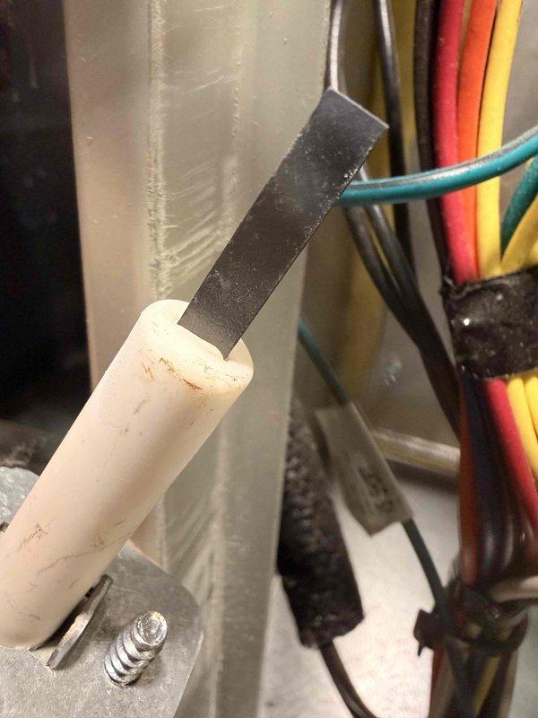 Performed scheduled MVP heating maintenance on 13-year-old system. Inspected temperature sensor/probe connections and verified proper electrical wiring integrity. Examined condensate drain system for proper function and cleanliness.
