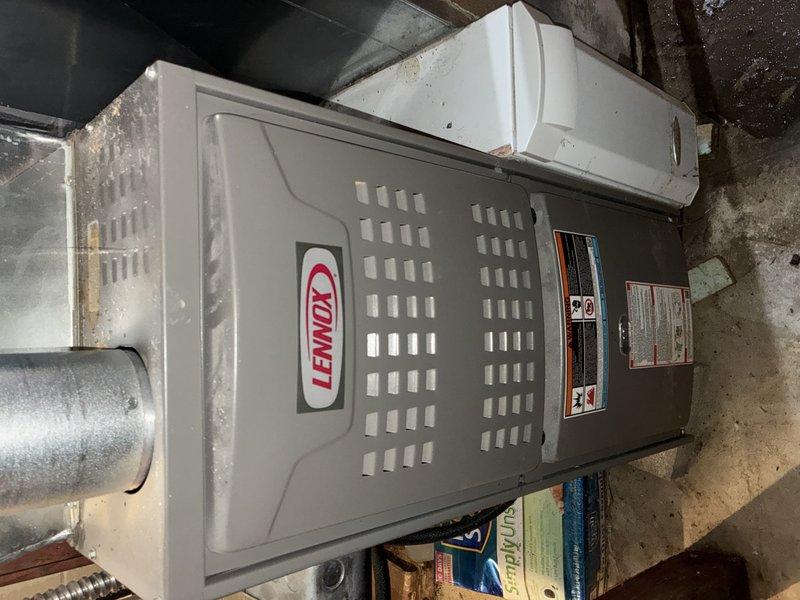 Performed routine maintenance on 7-year-old Lennox gas furnace, inspecting key components for proper operation. Examined system connections including the quarter-turn gas shut-off valve, confirming proper installation and functionality. Assessed ductwork condition and recommended professional cleaning service to improve system efficiency.