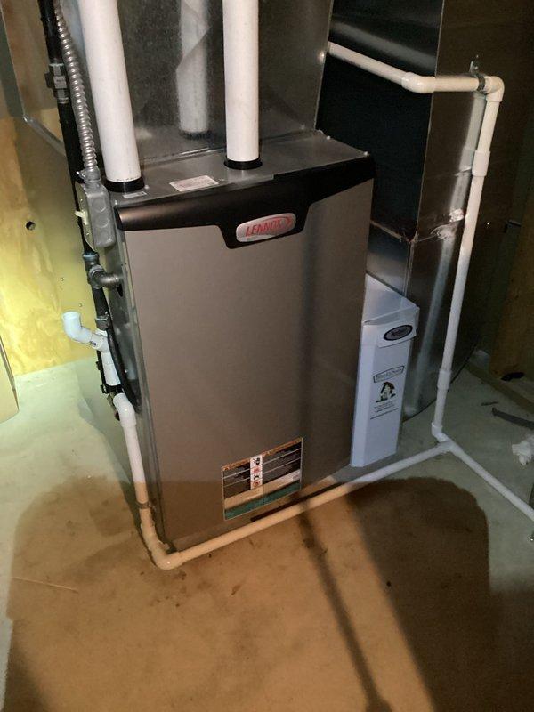 Performed annual tune-up on 1-year-old Lennox furnace system. Cleaned debris from condensate drain to prevent blockage and ensure proper drainage. Inspected all ventilation components, PVC piping, and associated HVAC equipment for proper operation and found system functioning within normal parameters.