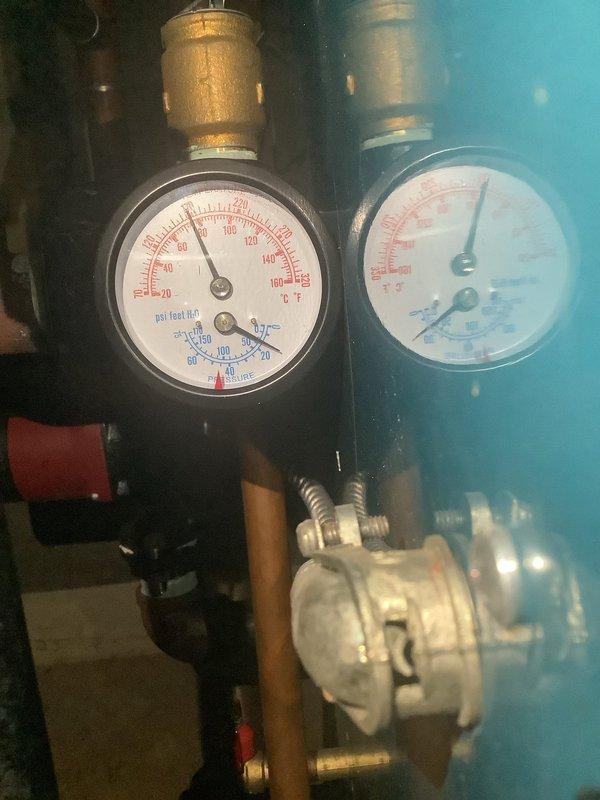 Performed annual furnace maintenance check. Inspected system pressure gauges and verified proper operating parameters. Rescheduled remaining service for 02/27/26 at customer's request.