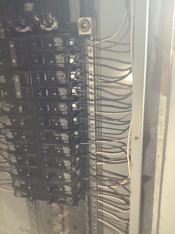 Responded to service call for kitchen outlet inspection and furnace breaker evaluation. Upon inspection of the electrical panel, found all circuit breakers properly connected with organized wiring distribution. Verified furnace breaker functionality and tested kitchen outlets to ensure proper operation and electrical load capacity.