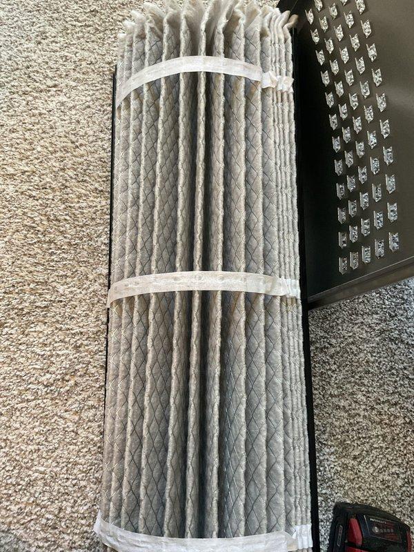Performed MVP heating maintenance service which included replacement of pleated air filter. Used hex key tools to access system components for inspection. Secured new filter with plastic straps to ensure proper installation and optimal airflow through the system.