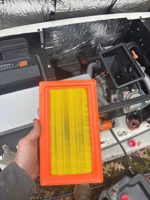 Performed scheduled preventative maintenance on residential generator system. Inspected and documented battery condition, noting visible corrosion on terminals of the Perfect Start premium power battery. Replaced air filter with new unit, ensuring proper installation and system functionality.