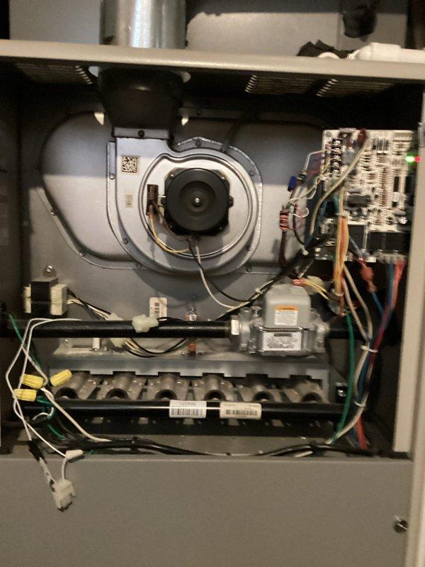 Responded to no-heat call for Gorjac furnace, less than 10 years old with current maintenance plan. Diagnostic inspection revealed faulty control board causing system failure. Replaced defective circuit board, verified proper ignition sequence, and confirmed normal operation of blower motor and gas burner assembly. System now functioning correctly with proper heat output.