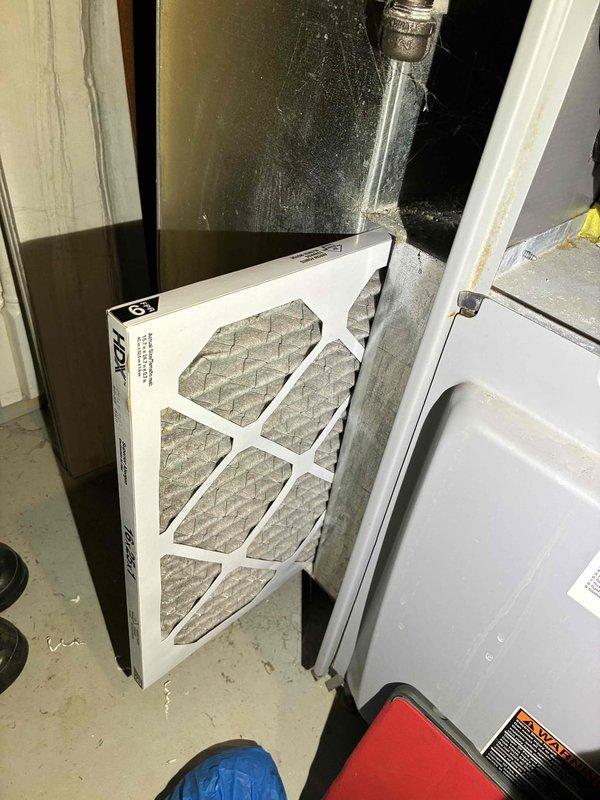 Performed routine MVP heating maintenance on 8-year-old system, including inspection of ignition assembly and electrical connections. Replaced air filter with new pleated filter to ensure proper system airflow and efficiency.