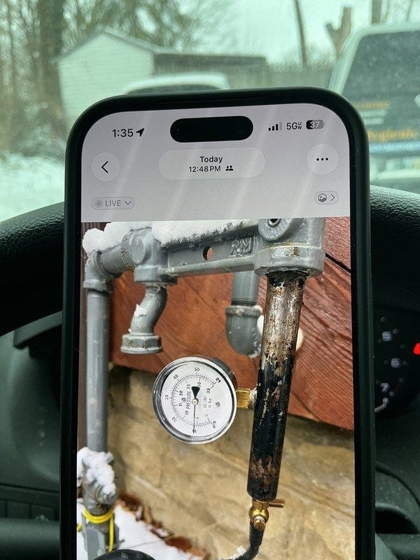 Responded to service call for gas leak at a 3/4x1/2 coupler. Removed heating vents to access affected area, cut the corroded gas line, and installed new press fittings to properly seal the connection. Pressure tested system to confirm successful repair and elimination of leak.