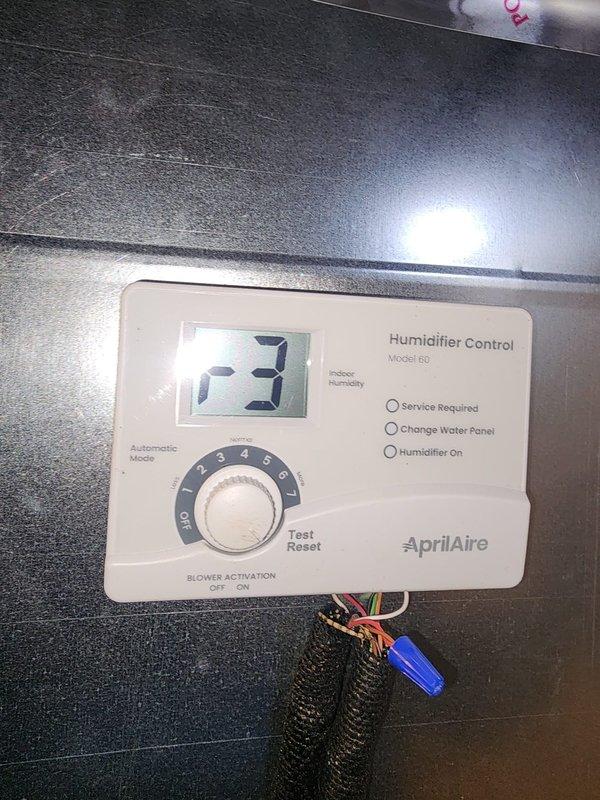 Installed new high-efficiency furnace system with integrated AprilAire humidifier. Completed all necessary ductwork connections, installed PVC condensate drainage lines, and properly wired the humidifier control panel. System is fully operational with humidity control set to maintain optimal indoor comfort levels.