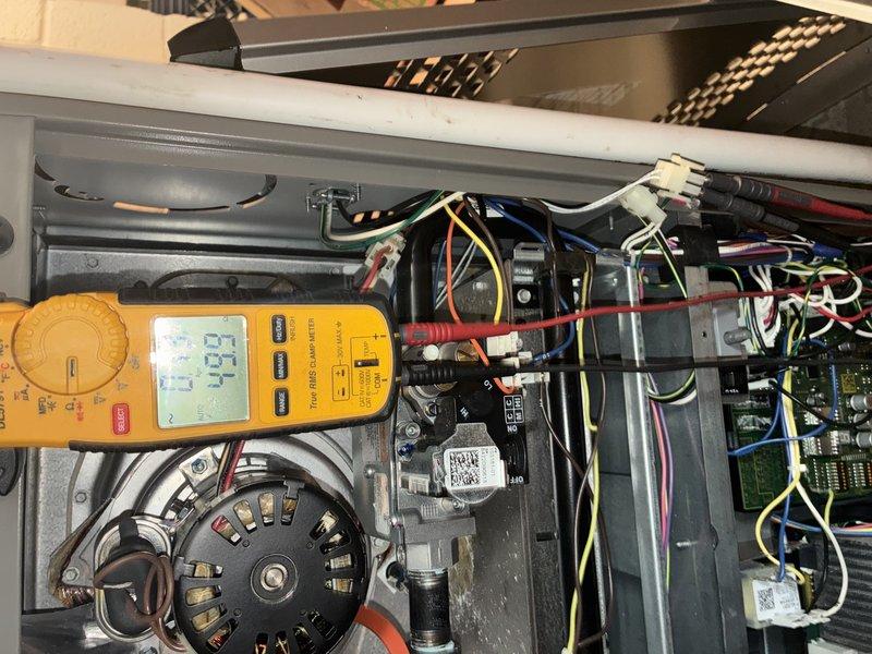 Performed scheduled maintenance on 3-year-old MVP gas furnace. Conducted comprehensive diagnostic testing of the control board circuitry and verified proper voltage readings (193V) at the motor assembly. All electronic components and connections were inspected and found to be in good working condition with no signs of wear or damage.
