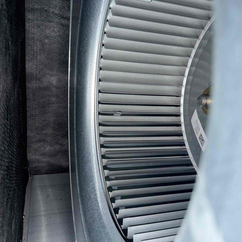 Completed standard furnace tune-up service including inspection of blower wheel assembly and motor. Both components showed no signs of damage or excessive wear. Motor connections and wiring were verified to be secure with proper terminal connections intact.