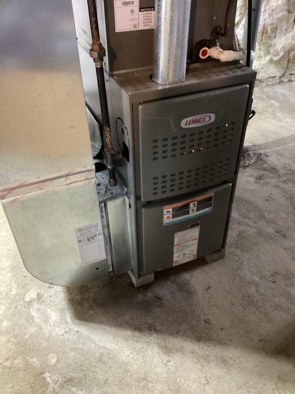 Performed comprehensive tune-up on 5-year-old Lennox furnace, including inspection of heat exchanger, burner assembly, and electrical components. Checked and cleaned flame sensor, verified proper ignition sequence, and ensured all safety controls were functioning correctly. Service rescheduled to 2/25 for completion of remaining maintenance items.