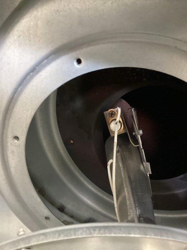 Diagnosed 2-year-old gas furnace failure by performing electrical testing with multimeter, which showed an open limit circuit. Inspected and identified faulty flame sensor requiring replacement to restore proper furnace operation.