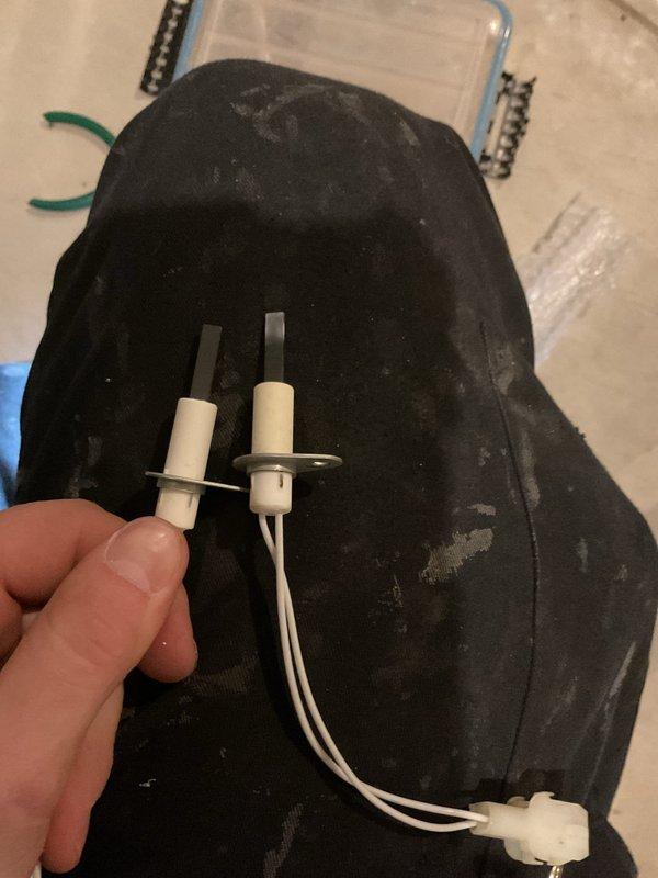 Replaced blower run capacitor that was measuring at 15.64, exceeding the maximum specification of 15.6, which was causing increased stress on the blower motor during startup and operation. Also inspected ignition electrodes during service visit and documented condition with photos.