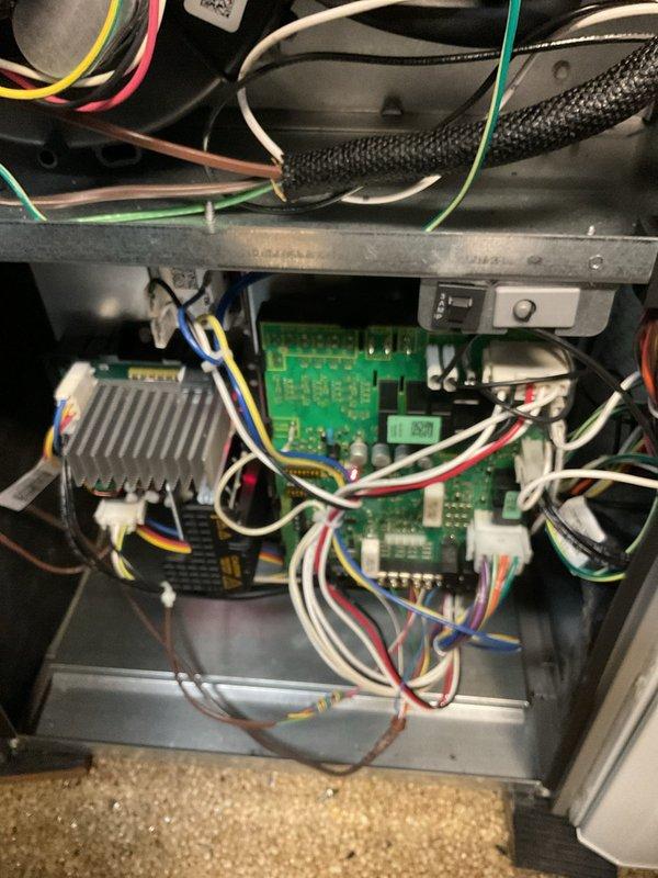 Responded to no-heat call for disabled customer reporting furnace failure and difficulty reinstalling AprilAire filter. Diagnostic inspection revealed fault in electronic control board and wiring connections at gas valve assembly. Repaired electrical connections, reset control system, and properly installed air filter, restoring normal heating function.