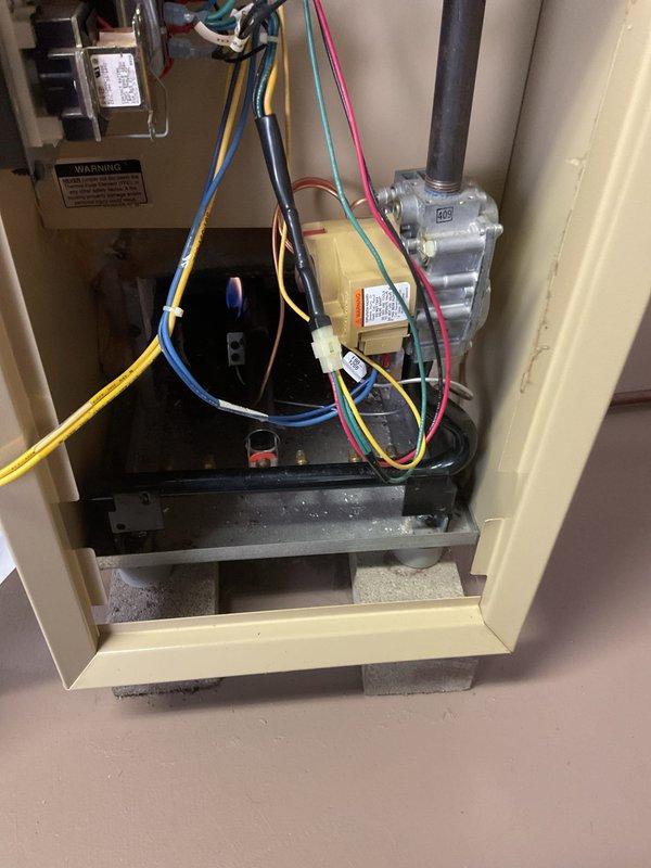 Performed routine maintenance tune-up on gas furnace system as requested. Inspected heat exchanger, gas valve connections, and electrical wiring components including control board functionality. Verified proper operation of pressure systems as indicated by gauge readings and confirmed all copper piping and insulation are in good working condition with no signs of leakage or deterioration.