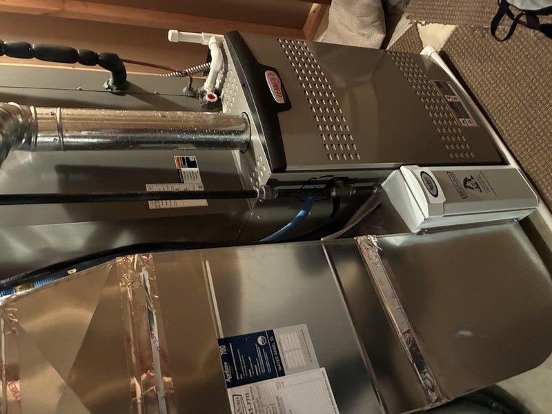 Completed scheduled maintenance on residential HVAC system. Performed comprehensive inspection of furnace unit and associated components, noting system appears well-maintained with proper connections to ductwork and control systems. Replaced air filter with new pleated filter to ensure optimal airflow and system efficiency.