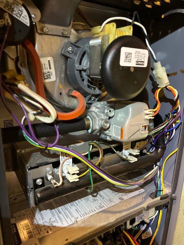 Performed heating tune-up on 6-year-old Lennox system that was experiencing intermittent heating issues. Inspected internal circuit board, electrical connections, and blower motor components. System was operational at time of service, but diagnostics were conducted to identify potential causes of previous non-start conditions and temperature inconsistencies reported by customer.