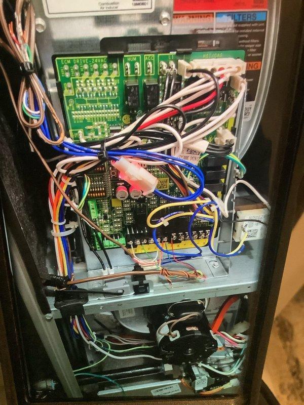 Performed routine maintenance on MVP furnace, inspecting gas lines and connections for proper installation and integrity. Examined control board and verified proper function of ECM drive static components with all wiring connections secure and properly terminated. System operating within normal parameters with no issues detected.