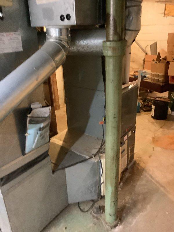 Successfully installed a complete 90% FRN furnace and AC system in the basement utility area, requiring access from Fairview street behind the property. The installation included proper connection of the furnace with metallic ductwork, PVC ventilation pipes, and integration with the existing plumbing system, resulting in a fully operational HVAC solution.