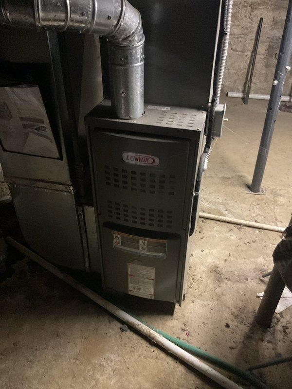 Completed MVP Cooling Service on Lennox HVAC system. Inspected electrical components including capacitor (40/5 440V) and contactor for proper operation. Unit was found to be functioning within normal parameters after thorough examination of both outdoor condenser unit and indoor furnace components.