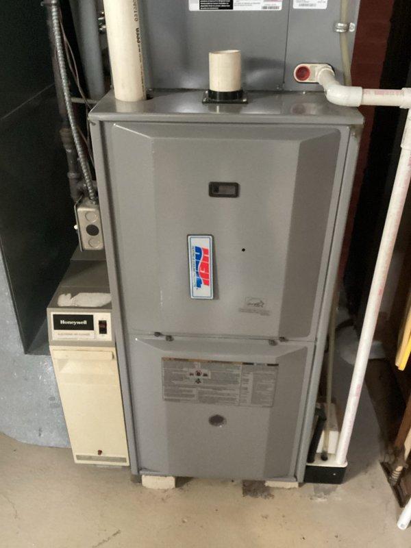 Completed preventative maintenance on Heil furnace per MVP prepaid agreement. Inspected system components including Honeywell control unit/humidifier, PVC exhaust/intake vents, and condensate drain line. Used diagnostic probe to test control panel functionality; all systems operating within normal parameters.