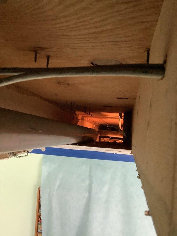 Successfully removed existing water softener and installed new system as quoted. Replaced reverse osmosis system and installed new big blue filter with post carbon filter. Documented ceiling damage during service that exposed wooden structural elements and requires repair.
