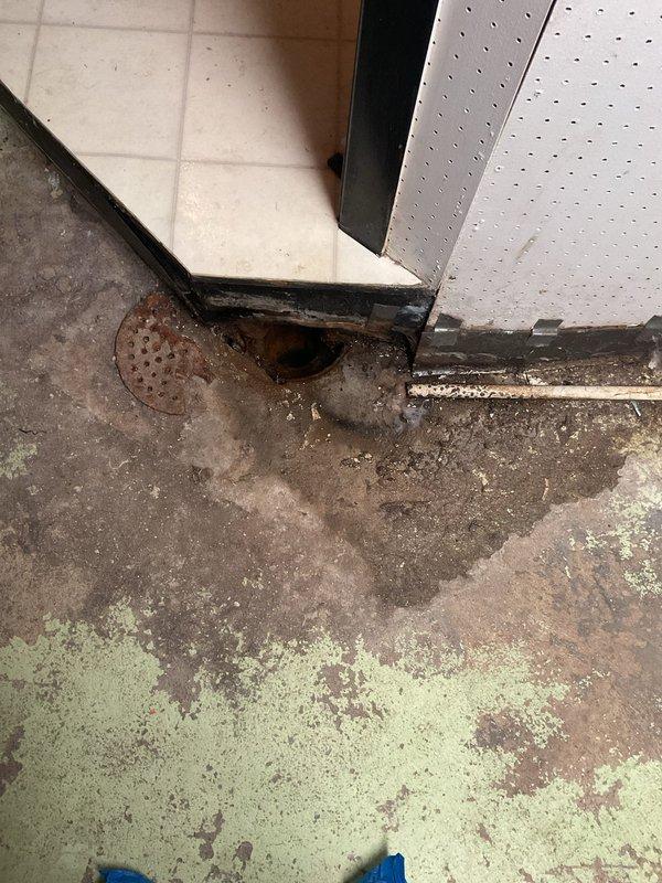 Completed replacement of 3/4" main water shut off valve and installed meter isolation valve after meter. Inspection revealed significant water damage at floor junction with visible moisture deterioration and mold formation. Work included accessing the plumbing through wall cavity where copper piping was exposed, addressing the source of the moisture issues that had affected surrounding wooden framing.