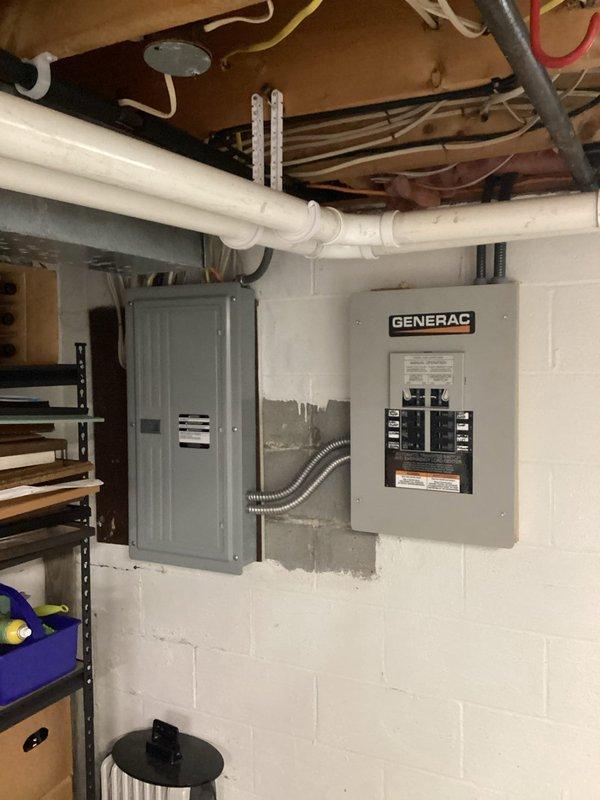 Assessed customer's non-functional 7kW Generac generator with confirmed engine failure. Inspected existing electrical infrastructure, including the Generac transfer switch and circuit panel configuration in basement utility area. Provided estimate for generator replacement utilizing existing transfer switch and propane line, with recommendations for compatible replacement unit.