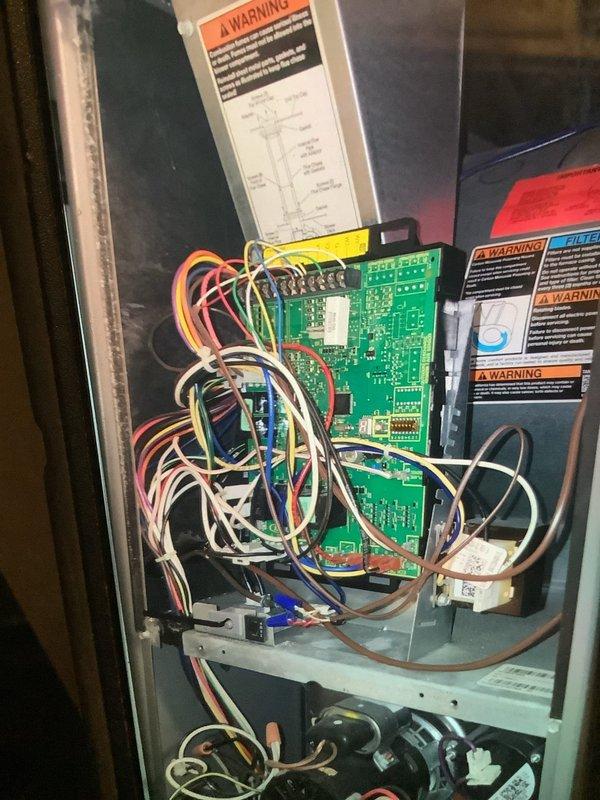 Performed scheduled maintenance on 6-year-old heating system. Inspected control board connections, verifying all wiring terminals were secure and properly connected. Examined gas valve assembly and associated copper piping for proper operation and potential leaks, ensuring system is functioning safely and efficiently.