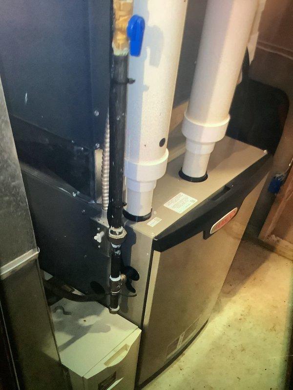 Performed scheduled MVP maintenance visit on 3-year-old furnace system. Inspected L-shaped hex tool for proper function and examined furnace unit including PVC exhaust/intake pipes, condensate pump, and copper line connections. All components verified in good working condition with no issues identified.