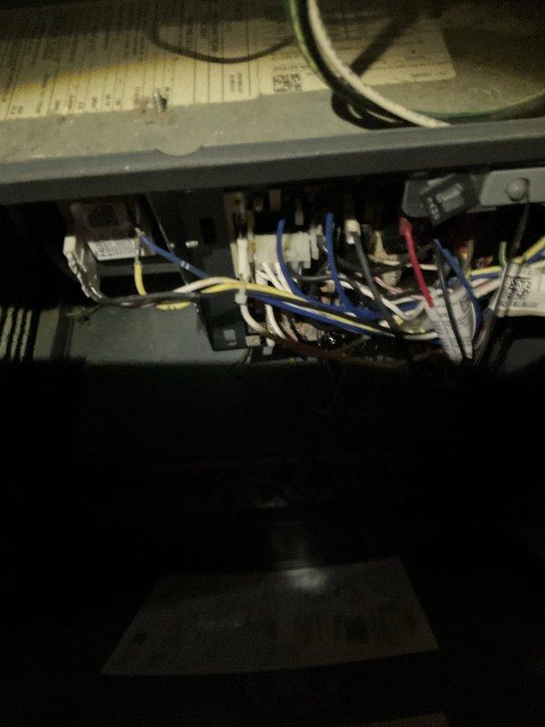 Performed routine MVP Heating Visit on AprilAire system. Inspected electrical control panel wiring connections for proper termination and conducted visual assessment of the air handler unit mounted on concrete floor. System appears to be properly installed with functioning power supply and no visible operational issues.