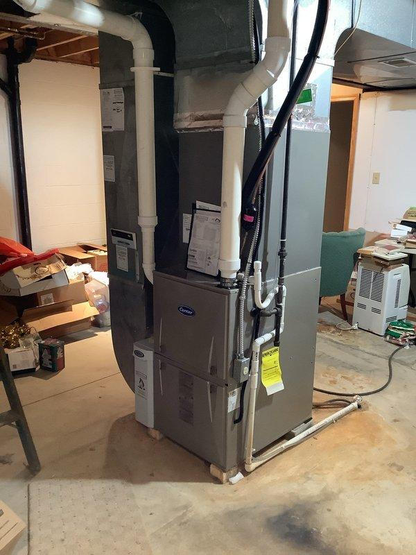 Performed scheduled maintenance on 1-year-old cooling system, including inspection of Carrier furnace unit and Lennox outdoor condenser. Cleaned and checked all components, verified proper refrigerant levels, and ensured optimal system operation for the cooling season. System is functioning within normal parameters with no issues detected.