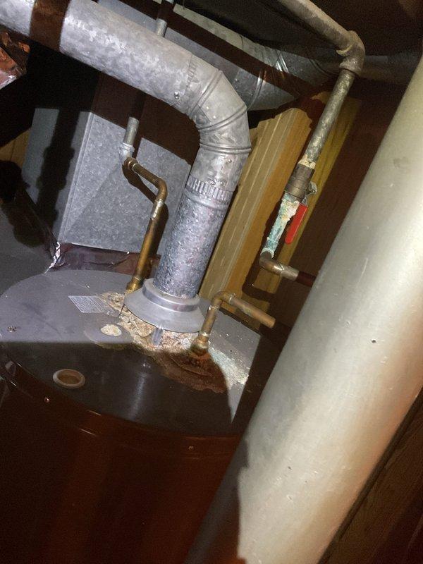 Performed routine MVP furnace maintenance, including inspection of galvanized ductwork, heat exchanger, and copper supply lines. Identified minor corrosion at pipe connection points and conducted visual examination of ventilation components using inspection light. System appears functional with no major issues detected.