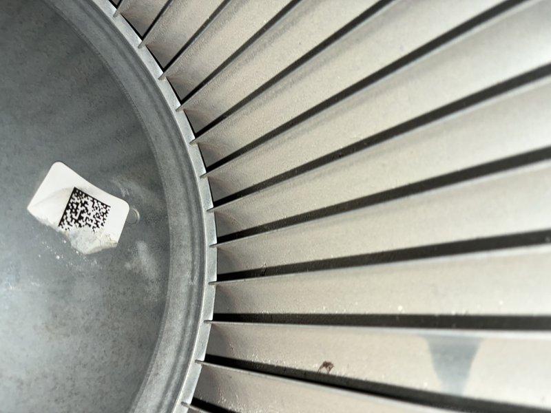 Performed routine AC maintenance for MVP customer, inspecting control board connections and verifying proper wire terminations on PCB. Cleaned and examined blower wheel assembly, noting all components in good working condition with no signs of significant wear or electrical issues.