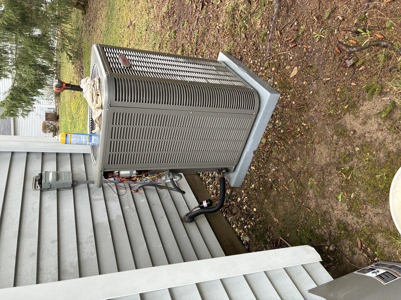 Performed scheduled maintenance on 3-year-old cooling system. Inspected outdoor condenser unit mounted on composite deck and examined electrical components including capacitor and wiring connections. System functioning normally with no issues identified during this preventative maintenance visit.