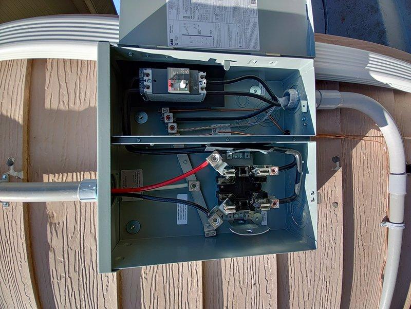Completed 100A service upgrade with installation of exterior disconnect per 2023 NEC requirements. Installed whole home surge protector (HEPD-80) and updated grounding to meet current code. All connections verified and system tested for proper operation.