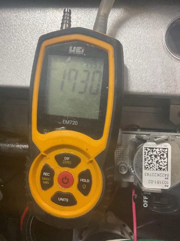 Performed scheduled maintenance on furnace for MVP customer. Conducted diagnostic testing using UEi EM720 device, obtaining pressure reading of 19.30. Completed full system inspection with appropriate testing equipment to verify proper operation.