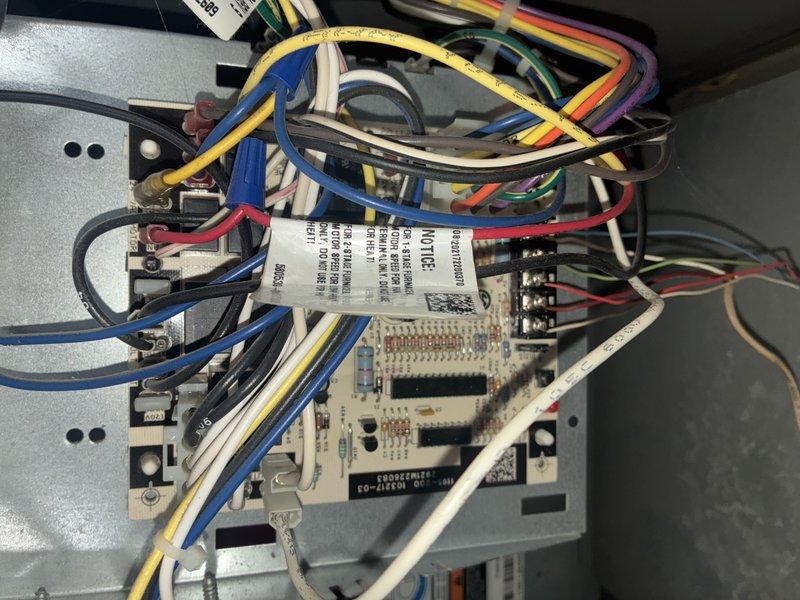 Performed scheduled maintenance on heating system. Inspected control board and electrical connections, noting all components functioning properly. Observed significant copper line oxidation and corrosion at heat exchanger connection; cleaned affected areas and verified proper operation of system.