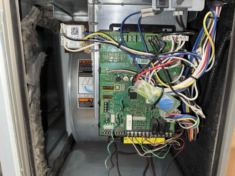 Performed scheduled furnace maintenance service on MVP system. Inspected control board and wiring connections, verifying proper terminal connections and secure wire routing. Examined copper heat exchanger tubing and electrical components for proper operation, with all systems functioning within normal parameters.