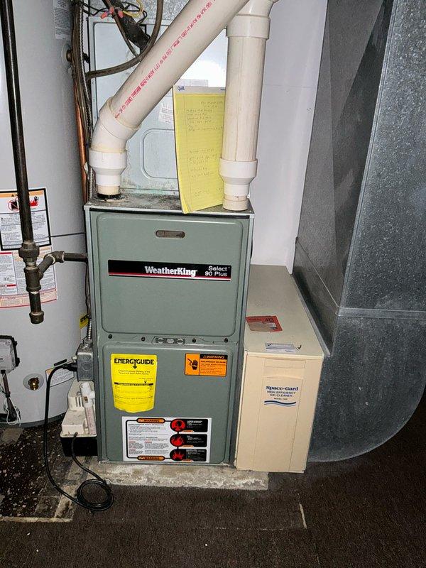 Conducted comprehensive evaluation of 27-year-old HVAC system, including inspection of existing WeatherKing Select 90 Plus furnace with associated PVC venting system and Lennox outdoor condensing unit. Assessment revealed aging equipment requiring replacement to improve efficiency and reliability.
