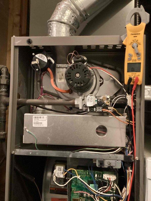 Installed new Aprilaire S86NMU thermostat as scheduled service. Accessed furnace control board to establish proper wiring connections for the new thermostat. Completed installation successfully with all system functions verified operational.