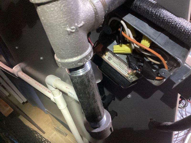 Diagnosed and repaired no-heat issue on 1-year-old natural gas furnace with MVP system. Found failed power supply to thermostat causing blank display and system non-operation. Replaced faulty transformer, restoring power to the Honeywell THM5320R thermostat and returning heating system to normal operation.