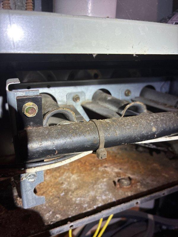 Performed scheduled maintenance on 5+ year old propane furnace (MVP Heating system). Inspected unit components, noting some dust accumulation and surface corrosion on internal components. Conducted combustion analysis with Bacharach analyzer showing acceptable readings (O₂: 12.3%, CO: 26ppm, CO₂: 4.9%, Lambda: 2.40), confirming proper operation of heating system.