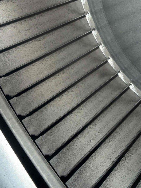 Performed scheduled heating maintenance on 5-year-old system. Inspected ventilation components including heat exchanger fins and found moderate dust accumulation requiring cleaning. Examined copper refrigerant lines and connections for proper installation and signs of wear; all connections secure with no leaks detected.