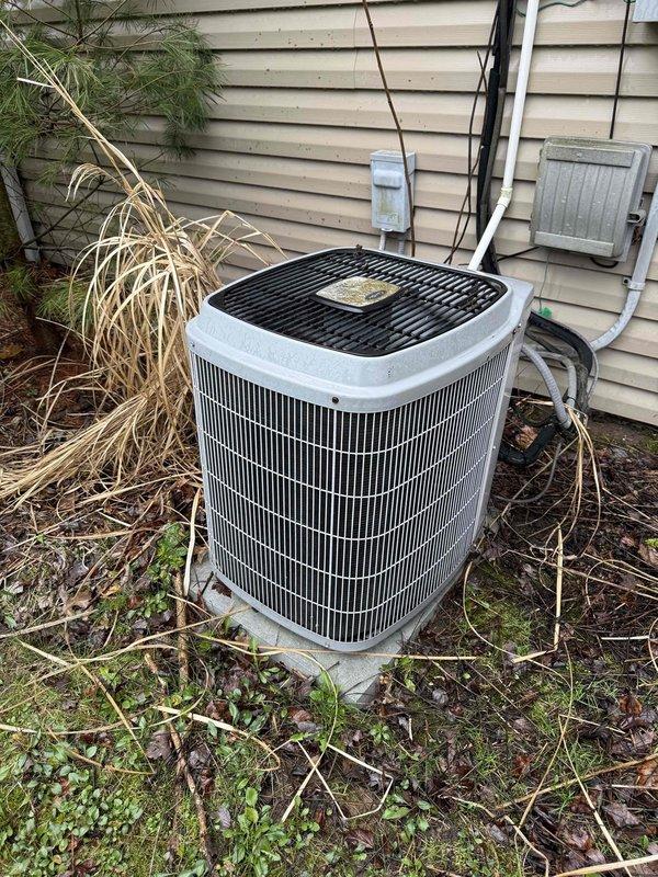 Performed comprehensive boiler tune-up service including inspection of the older model furnace unit and associated ductwork. Examined connections to water heater system and verified proper operation of all control panels and safety devices. Also inspected exterior AC condensing unit, which shows signs of surrounding vegetation encroachment that could potentially affect airflow and efficiency.