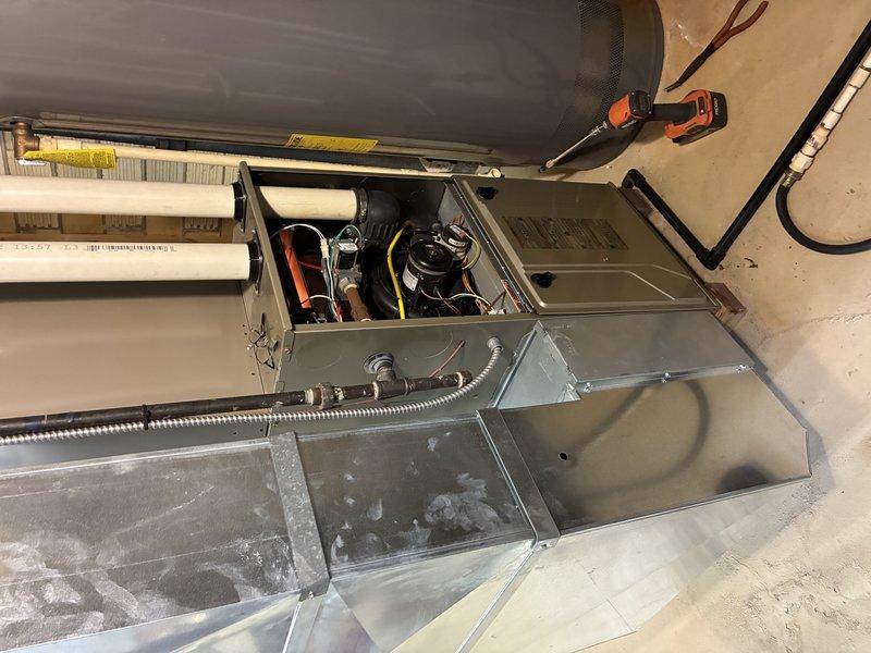 Responded to service call for 12+ year old gas furnace that was shutting off intermittently following a power outage. Upon inspection, found the control board had failed due to power surge damage. Replaced circuit board, verified proper connections of all wiring harnesses, and conducted full system test with multiple heating cycles to confirm reliable operation.