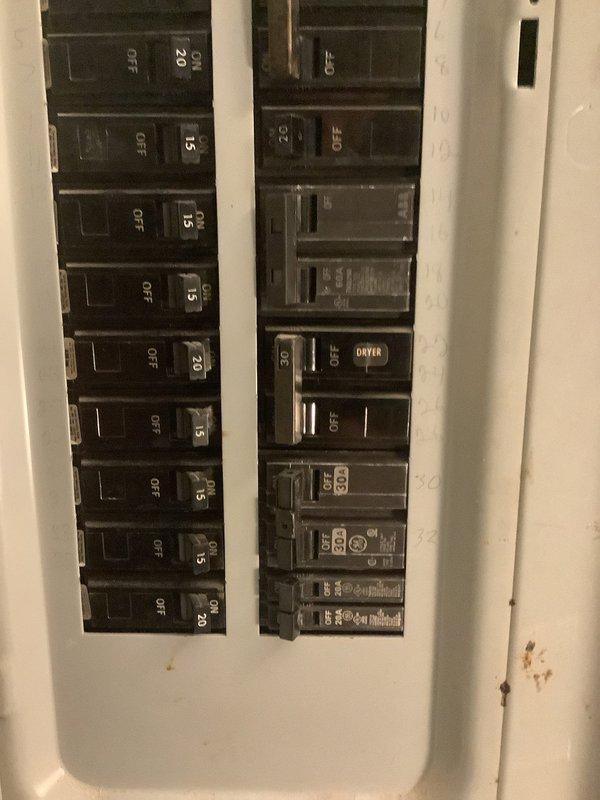 Performed electrical service involving the installation of a car charger in the garage. Work included moving two breakers to mini-breakers, installing a 60-amp double-pole breaker, running 6AWG wire from the main panel to the garage wall, installing a disconnect, and adding an additional outlet from an existing garage receptacle.