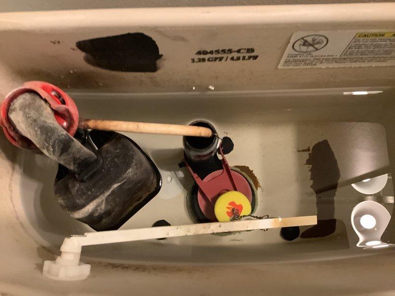 Performed courtesy service call to replace flappers in multiple toilet tanks. Identified existing mechanisms showing normal wear with visible mineral buildup and discoloration. Parts have been ordered and scheduled for delivery to shop, with installation to follow upon receipt.